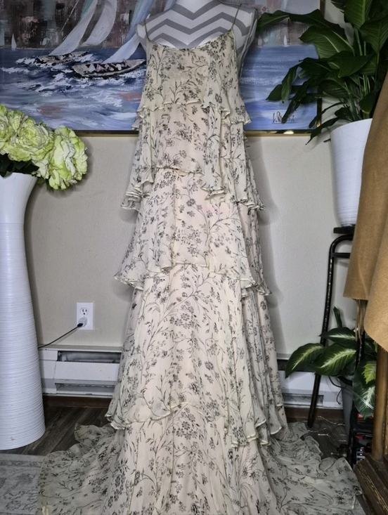 Paper Crown Dresses & Skirts - Paper Crown Cream Floral Ruffled Tiered Maxi Dress